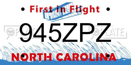 945ZPZ North Carolina License Plate