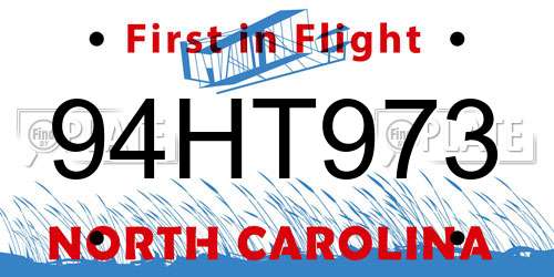 94HT973 North Carolina License Plate