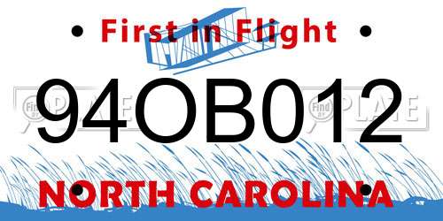 94OB012 North Carolina License Plate