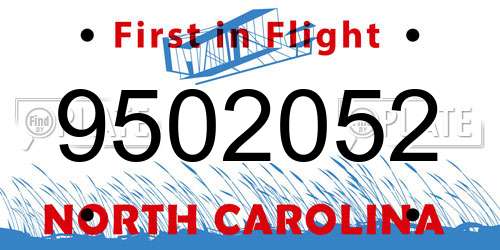 9502052 North Carolina License Plate