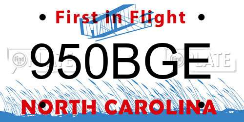 950BGE North Carolina License Plate