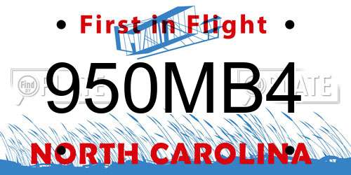 950MB4 North Carolina License Plate
