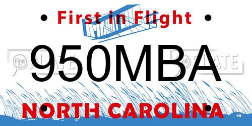 950MBA North Carolina License Plate