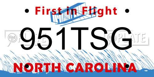 951TSG North Carolina License Plate