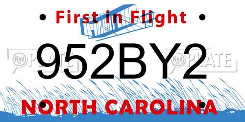 952BY2 North Carolina License Plate