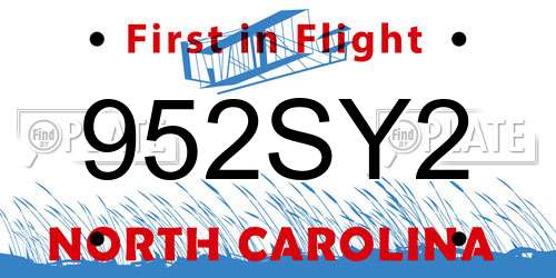 952SY2 North Carolina License Plate