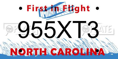 955XT3 North Carolina License Plate