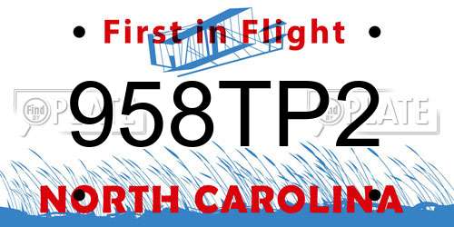958TP2 North Carolina License Plate