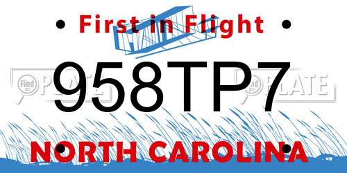 958TP7 North Carolina License Plate
