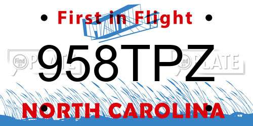 958TPZ North Carolina License Plate