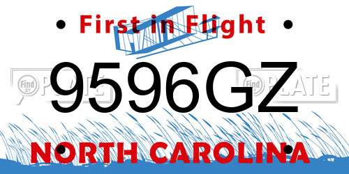9596GZ North Carolina License Plate
