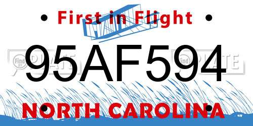 95AF594 North Carolina License Plate