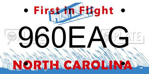 960EAG North Carolina License Plate
