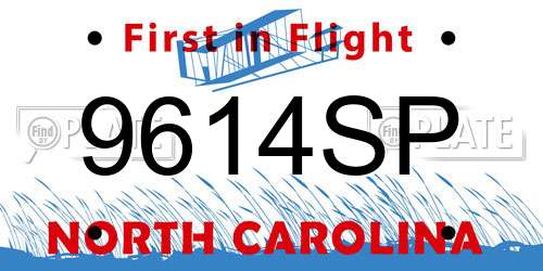 9614SP North Carolina License Plate