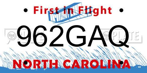 962GAQ North Carolina License Plate