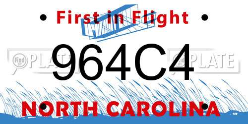 964C4 North Carolina License Plate