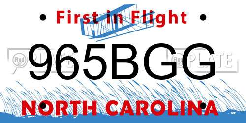 965BGG North Carolina License Plate