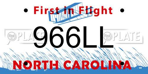 966LL North Carolina License Plate