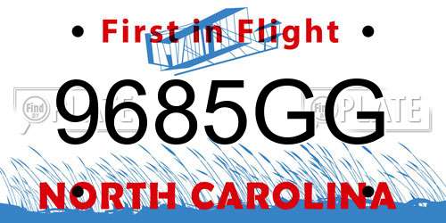 9685GG North Carolina License Plate