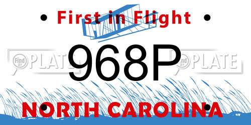 968P North Carolina License Plate