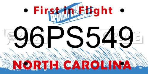 96PS549 North Carolina License Plate