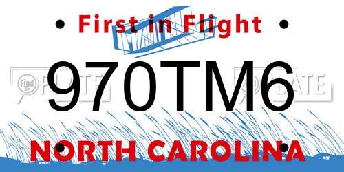 970TM6 North Carolina License Plate