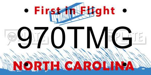 970TMG North Carolina License Plate