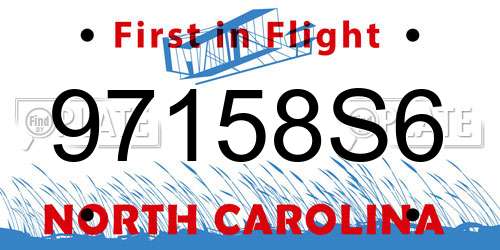 97158S6 North Carolina License Plate