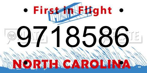 9718586 North Carolina License Plate