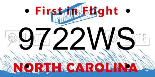 9722WS North Carolina License Plate