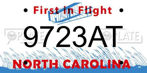 9723AT North Carolina License Plate