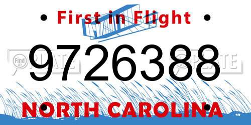9726388 North Carolina License Plate