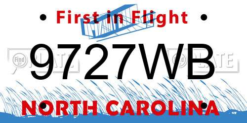 9727WB North Carolina License Plate