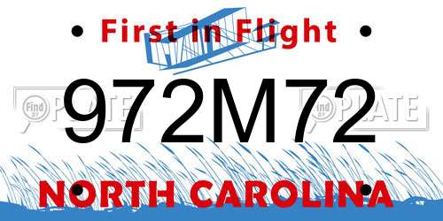 972M72 North Carolina License Plate