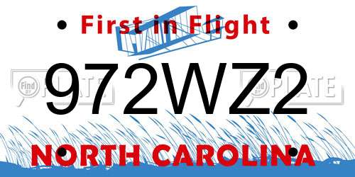 972WZ2 North Carolina License Plate
