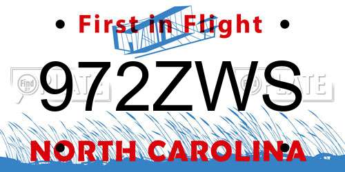 972ZWS North Carolina License Plate