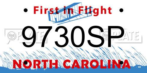 9730SP North Carolina License Plate