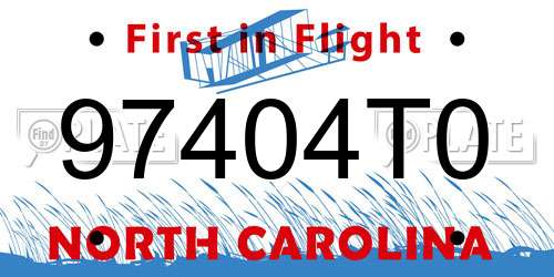 97404T0 North Carolina License Plate