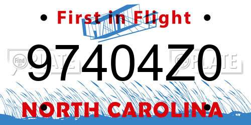 97404Z0 North Carolina License Plate