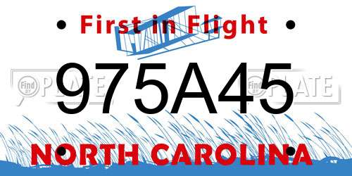 975A45 North Carolina License Plate