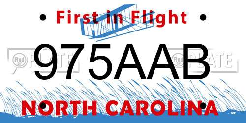 975AAB North Carolina License Plate