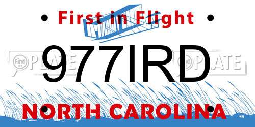 977IRD North Carolina License Plate