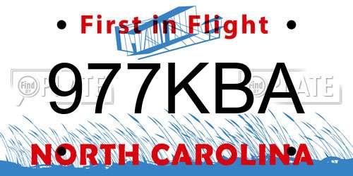 977KBA North Carolina License Plate