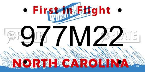 977M22 North Carolina License Plate