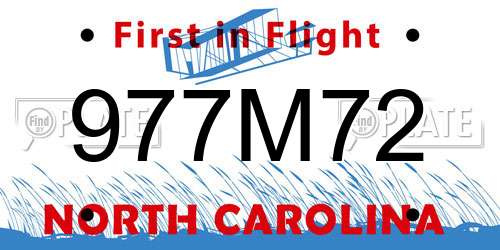 977M72 North Carolina License Plate