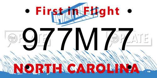 977M77 North Carolina License Plate