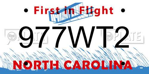 977WT2 North Carolina License Plate