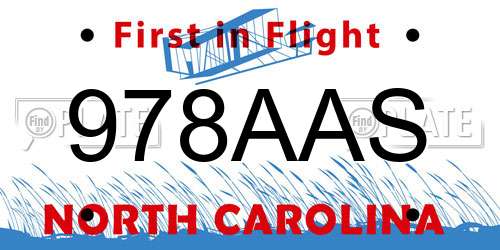 978AAS North Carolina License Plate