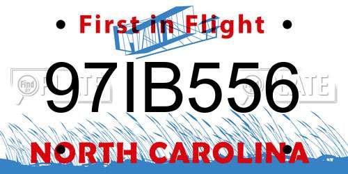 97IB556 North Carolina License Plate