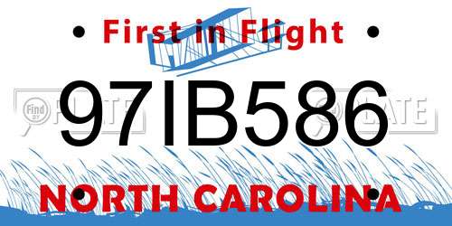 97IB586 North Carolina License Plate